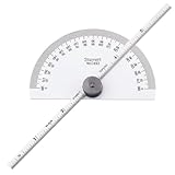 Starrett Protractor and Depth Gage with Semi-Circular Head - 6' Blade, 0-180 Degree Range, Satin Chrome Finish - C493