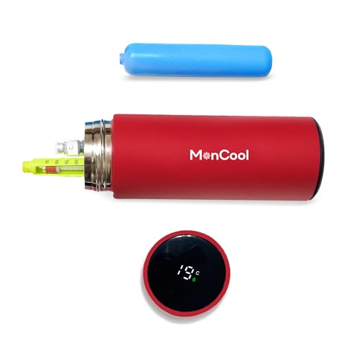 MonCool Insulin Pen Cooler Bottle & Travel Case with Biogel, Celsius Temperature Display - Portable Insulin Cooler for Diabetic, Fits 3 Pens & Needles, Insulated Medication