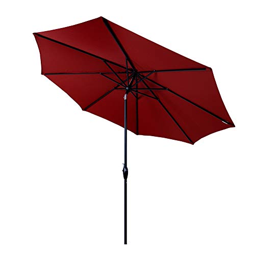 Tempera Patio Umbrella 10ft Outdoor Garden Table Umbrella With Crank And Auto Tilt 8 Ribs In 200g