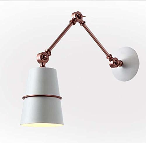 ZYGPH Lámpara de Pared Sencilla de Hierro Retro retráctil Industrial, luz LED de Brazo Largo Ajustable, iluminación Interior para Restaurante, Sala de Estar, Dormitorio, Estudio, Oficina, White Times
