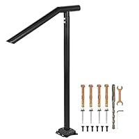 Happybuy Treppengeländer Stahl 102x71,3 cm Handlauf 150 kg Traglast Eingangsgeländer formschön Handlauf Außen Rohrdicke 2 mm Ideal für Outdoor-Garten Hinterhof