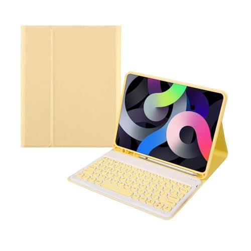 Teclado para iPad Pro 11 2024 YSJX color amarillo con teclas redondas estilo retro