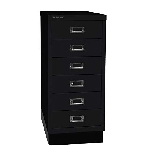 BISLEY MultiDrawer, 29er Serie mit Sockel, DIN A4, 6 Schubladen, Metall, 696 Verkehrsweiß, 38 x 27.9 x 67 cm