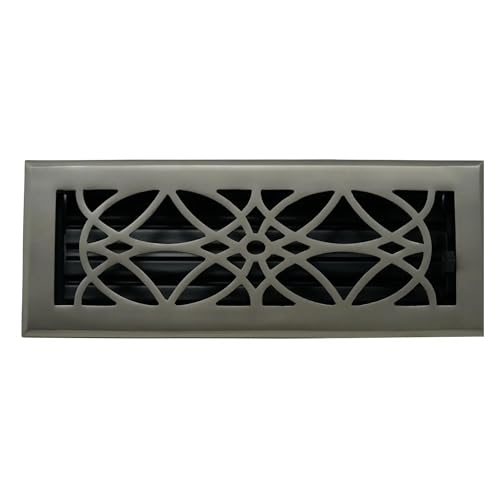 Madelyn Carter Contemporary Empire Style Vent Cover, Solid Cast Brass Interior, Controls Air Flow, 4 x 12 inches (Overall Face: 5.25 x 13.5 inches), Brushed Nickel