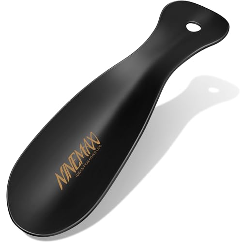 NINEMAX Calzador Metalico, Calzador De Zapatos Corto Viaje,Calzadores Pequeño Portatil para Mujer Hombre (Paquet de 2)
