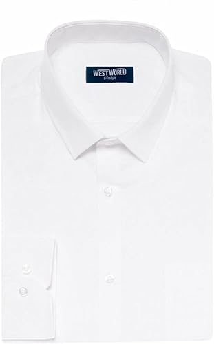 Men's Formal Long Sleeve Regular fit White Shirt | Collar Size 14.5-19 (UK, Neck, 16.5, 16.5, Regular, White)