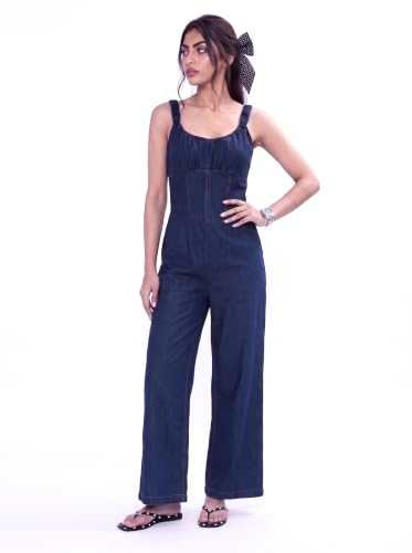 Amazon Brand - Serve Women's 100% Cotton Denim Jumpsuit | One piece (SERVE JMP 001_Dark Wash_M) Deal
