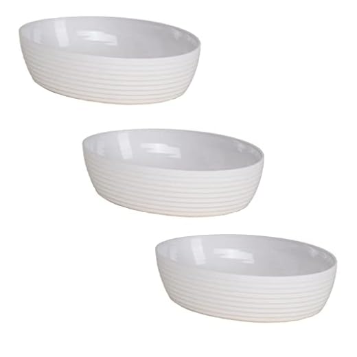 Kit 3 Travessa Oval Com Friso LE CHEF Branca 28x19,5x6 Cm 1828 PARAMOUNT