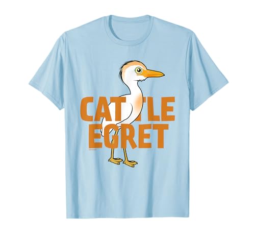Cute Cartoon Jumbo Cattle Egret Bird Species Name T-Shirt
