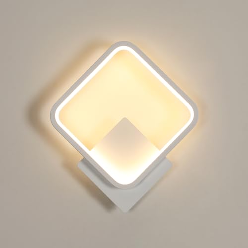 Osairous Lampara de Pared, 17W 1912LM Aplique Pared Interior LED Cuadrado Moderna, Luz de Pared in Acrílico para Dormitorio, Estudio, Comedor, Pasillo, Escalera, Luz cálida 3000K, Blanco