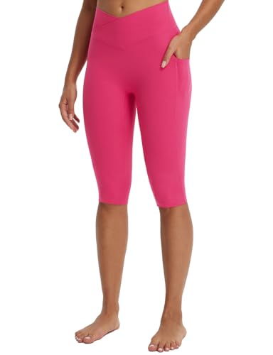 Image of baleaf Capri Leggings for Women Knee Length Yoga Workout Capirs Leggings with Pockets Tummy Control Stretch