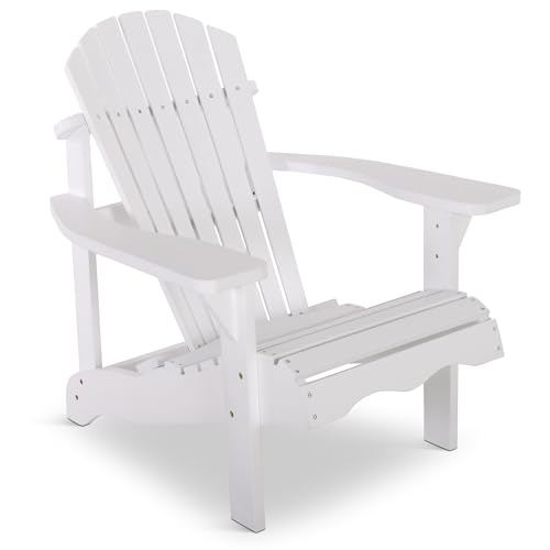 Raburg Gartensessel SUNJA Premium in WEIß - Akazie Hartholz, lackierter XXL Design-Gartenstuhl Canadian Adirondack Deck-Chair/Hamburger Alsterstuhl, belastbar bis 150 kg