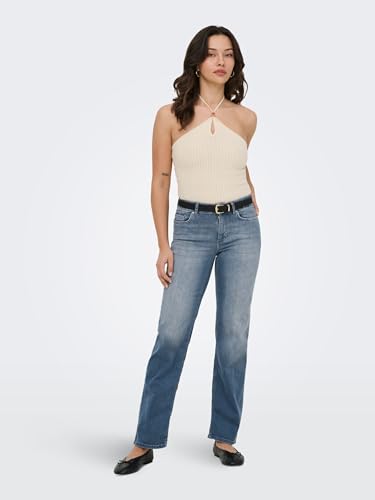 getragen von schlanker Frau für casual Alltagslook - Detailansicht von ONLY Female Straight Fit ONLBLUSH Jeans Deal...