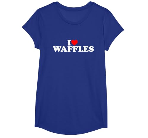 I Love Waffles, I Heart Waffles T-Shirt, Girls, Royal Blue, Large