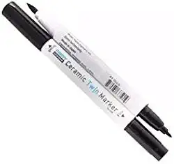 Caneta Marcador Artástico Marvy Uchida Ceramic Twin Marker Ponta Dupla no. 01 Black 335-010