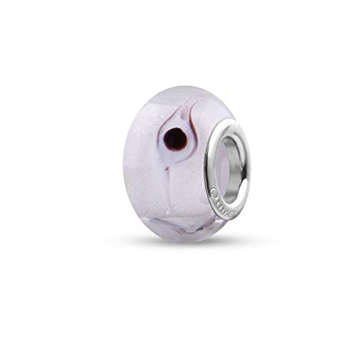 Preisvergleich Produktbild Quiges Glas Bead Perle für Damen Handgemacht Weiß mit Schwarzen Augen