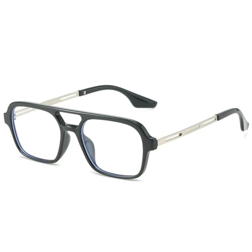 Lunettes de soleil carrées double pont LVTFCO rétro en métal noir avec verres océan clairs