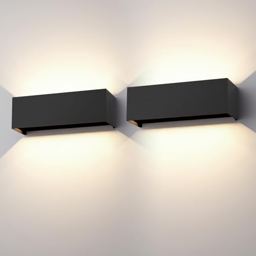 Klighten 30W Aplique de Pared Interior/Exterior,2PCS Aplique de Exterior 4000K Lámparas de Pared exterior