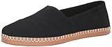 TOMS Women's Alpargata Leather Wrap Loafer Flat, Black Suede, 8.5