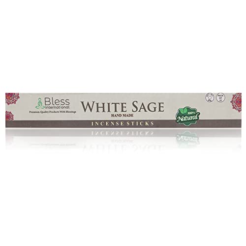 Bless-White-Sage-Incense-Sticks 100%-Natural-Handmade-Hand-Dipped-Incense-Sticks Organic-Chemicals-Free For-Purification-Relaxation-Positivity-Yoga-Meditation The-Best-Woods-Scent (25 Sticks (40Gm)) #TOP2