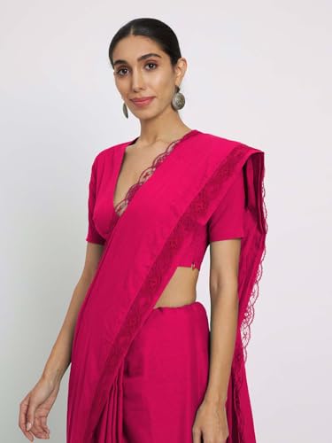 Image of Thevasa Women's Everyday Divine Depth V Neck Half Sleeves Blouse