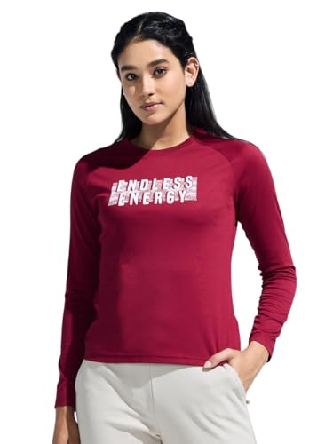 Image of Women's Stretchable Raglan Full Sleeve Graphic Print TEE for Everyday WEAR | Moisture-Wicking TEES for Girls | Women Smooth and Soft Finish Tshirt | Full Length Yoga Tshirt for Girls