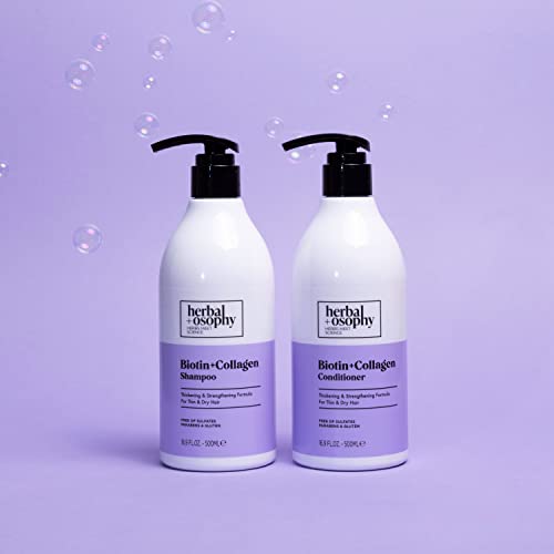 Herbalosophy Biotin & Collagen Shampoo & Conditioner Set, Repair Dry, Damaged Thinning Hair, Promote Hair Growth Thickening, Infused With Vitamin B7 & Argan Oil, Free Of Sulfate, Parabens And Gluten, 2 X 16.9 Fl Oz #TOP6
