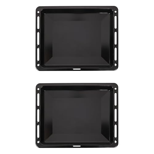 ICQN Backblech Set 460 x 370 x 30 mm, Kompatibel mit Beko, Bosch, Grundig & Samsung, Emaillierte Backbleche für Backofen & Herd