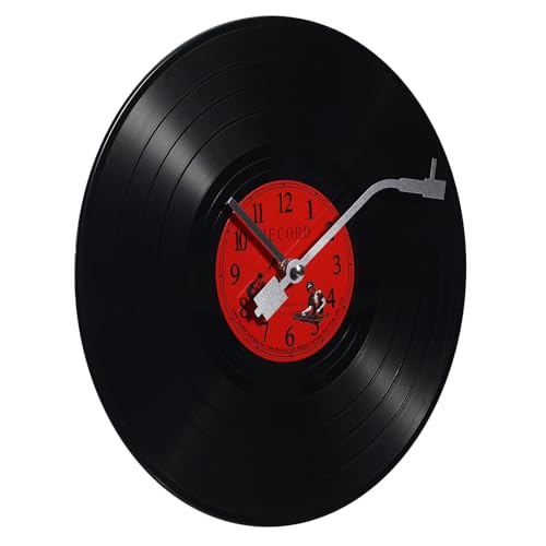 Horloge murale vinyle noir plastique robuste durable pour bureau