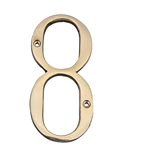 Image of 4 inch Brass House Hotel Door Number Plaque Sticky Numeric Numerical Digit 0-9 [9 (Nine)] (EIGHT)