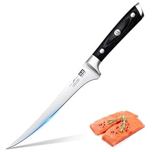 SHAN ZU Fillet Knife 7 Inch- Edge Deboning Fish and Meat Boning Knife, Professional Super Sharp Fish Knives Made of German Stainless Steel Boning Knives with Full Tang Handle