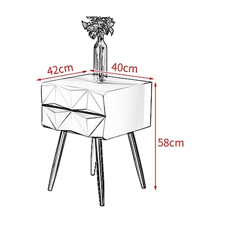 BKEKM Libreros de Sala Mesita de Noche Cuadrada de Madera, Mesa Auxiliar, 2 cajones, mesita de Noche con Patas de Metal Dorado, mesita de Noche, mesita de Noche Moderna de 40x42x58cm Elegancia - imagen 3