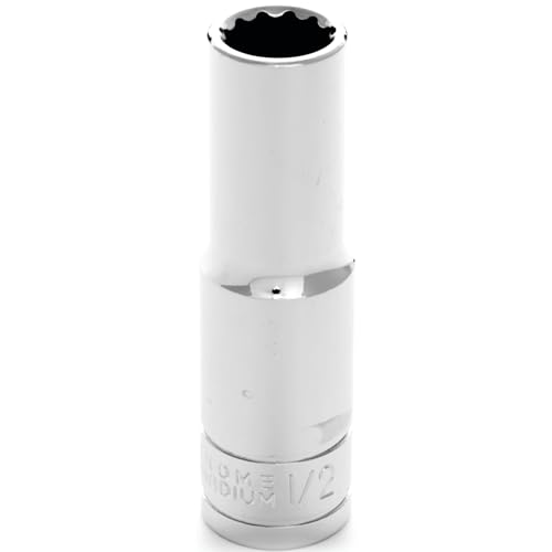 Image of Performance Tool W32616 1 /2 in. Drive 1 /2 in. 12-Point Deep Socket | Chrome vanadium steel resists corrosion. Recessed edges reduce fastener rounding. Large size stamping
