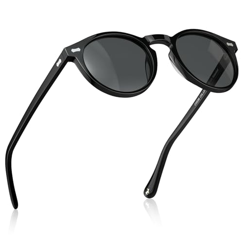 Image of CARFIA Acetate Polarized Sunglasses for Men Retro Classic Round Shades