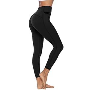 Persit Damen Sport Leggins mit Taschen, Blickdicht Sporthose Yogahose Streetwear