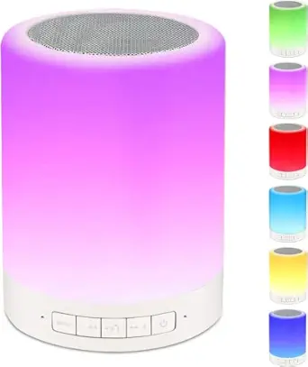RAGZAN ABS Night Light Bluetooth Speaker Wireless - Ragzan Portable Smart Touch Control Bedside Table Lamp With Colorful Led,Best Gift For Teens Kids Children Students Girlfriend Boyfriend Women Men