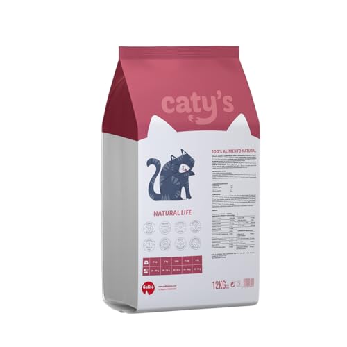 Caty’s Pienso Natural Life para Gatos de Salmon y Pollo – Comida Seca Alta en Proteina - Gatos Adultos de más de 1 año - Control Urinario y Nutrición Completa – Producto Nacional 100% (12Kg)