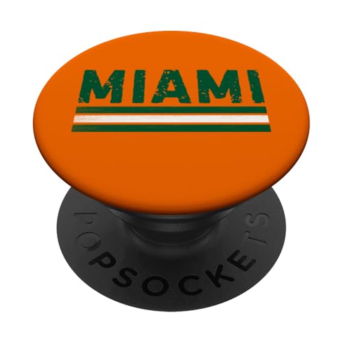 Miami Florida FL Vintage Retro Orange Athletic Sports Gift PopSockets Adhesive PopGrip