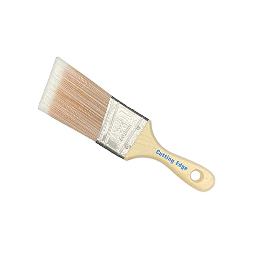 Cutting Edge Premium Quality SRT Synthetic Filament Paint Brush - 2 Angled Compact - Wooden Ergonomic Grip Beavertail Handle - Suitable for All Paints, No Breaking-In Required (2 Angled Compact)