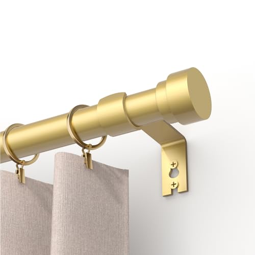 Ueuttiy Curtain Poles 40-190cm (16-75), Extendable Gold Curtain Pole for Eyelet Curtains, 26mm Diameter Metal Door Curtain Rod Includes Brackets and Fittings Set