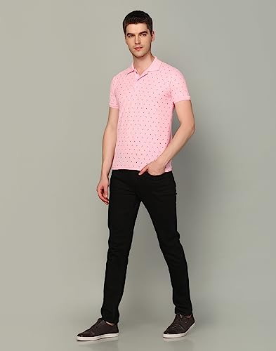 Image of INKKR Men's Printed Polo Neck Half Sleeve Multicolor T-Shirt