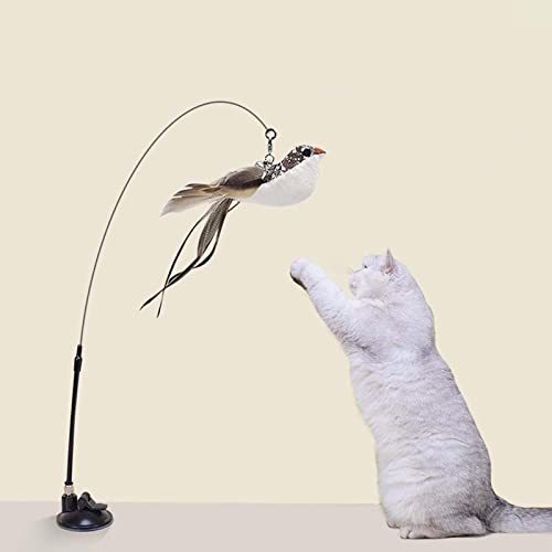 pena gato, base ventosa interativa brinquedos penas para gatos - com cabo aço sino, varinha gato, br