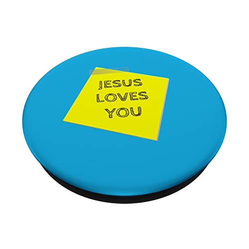 FUNNY NOTE PAPER JESUS Loves Christian Casual UNISEX PopSockets Swappable PopGrip, Black - Image 2