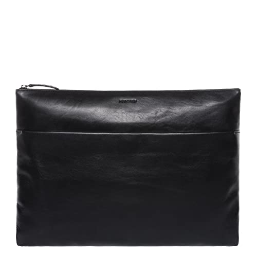 Housse ordinateur portable cuir sacoche fine fermeture éclair noir fait main chic