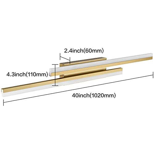 Image of PRESDE 40 inch LED Bathroom Vanity Light, Modern Brushed Gold Wall Bar Fixture Over Mirror Dimmable