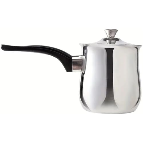Turkish Coffee Pot with Lid, Small Saucepan Coffee Maker, Mini Sauce Pan Butter Melter, Stainless Steel Milk Warmer Pots Coffee Maker for Stove