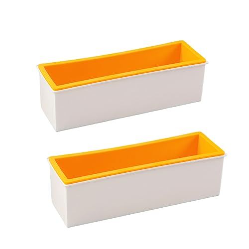Zohuyar 2 PCs 42oz Silicone Soap Loaf Mold with Wood Box and Lid, Rectangular Loaf Soap Making Molds, Pinewood DIY Soap Making Tools for Total Homemade Soap Supplies, Yellow