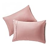 QUEENSBAY Queen Pillow Cases Set of 2, Microfiber Cooling Pillowcases, Soft Breathable Envelope Closure Pillow Covers, Wrinkle Free Easy Care Bed Pillowcases, Queen Size 20x30 Inches, Dusty Rose