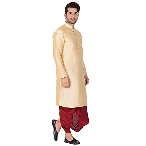 Image of VASTRAMAY Men's Silk Blend Kurta and Dhoti Set