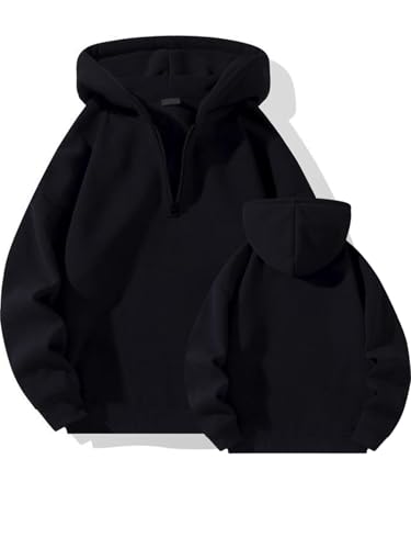 Half Zip Hoodie Men,Men's Quarter Zip Pullover Hoodies,Plain Hoodie, Sweatshirt Casual Pullover4